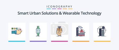 Illustration for Smart Urban Solutions And Wearable Technology Line Filled 5 Icon Pack Including garments. science. plant. human. body. Creative Icons Design - Royalty Free Image