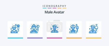 Illustration for Male Avatar Blue 5 Icon Pack Including sport. boy. man. avatar. male. Creative Icons Design - Royalty Free Image