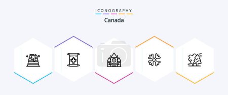 Téléchargez les illustrations : Canada 25 Line icon pack including arctic. canada. canada. winter. snow - en licence libre de droit