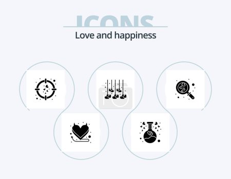 Ilustración de Love Glyph Icon Pack 5 Icon Design. search. heart. love. wedding. heart - Imagen libre de derechos