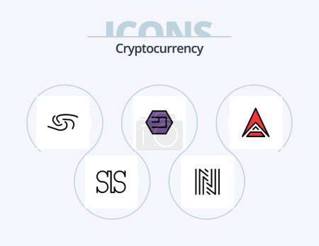 Téléchargez les illustrations : Cryptocurrency Line Filled Icon Pack 5 Icon Design. coin . crypto . crypto currency. coin - en licence libre de droit