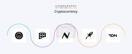 Ilustración de Criptomoneda Glifo 5 Icono Pack Incluyendo moneda. cripto. moneda. blockchain - Imagen libre de derechos