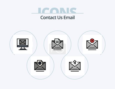 Ilustración de Línea de correo electrónico llenado paquete de iconos 5 Diseño de iconos. Una carta. Una carta. Mensaje. sobre. siguiente - Imagen libre de derechos