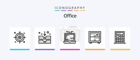 Illustration for Office Line 5 Icon Pack Including . page. read. office. working desk. Creative Icons Design - Royalty Free Image