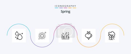 Téléchargez les illustrations : Spring Line 5 Icon Pack Including apple tree. tree. garden. spring. turnip - en licence libre de droit