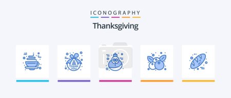 Illustration for Thanksgiving Blue 5 Icon Pack Including food. baking. holiday. cherries. fruit. Creative Icons Design - Royalty Free Image
