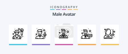 Illustration for Male Avatar Line 5 Icon Pack Including man. avatar. school. postman. man. Creative Icons Design - Royalty Free Image