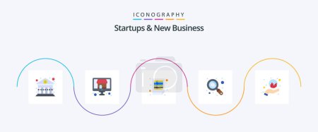 Téléchargez les illustrations : Startups et New Business Flat Pack 5 Icônes inclus. main. les papiers. graphique. budget - en licence libre de droit