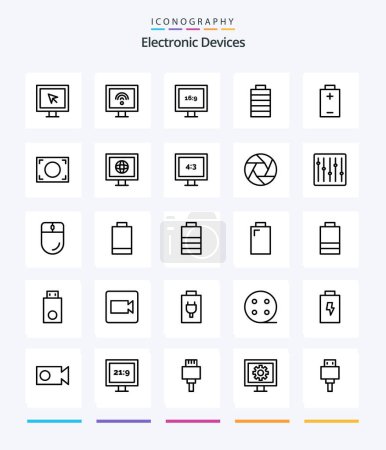 Ilustración de Creative Devices 25 OutLine icon pack  Such As display. tv. electric. news. photo - Imagen libre de derechos