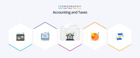 Illustration for Taxes 25 Flat icon pack including marketing. finance. management. chart. cash - Royalty Free Image