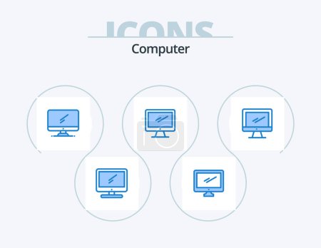 Illustration for Computer Blue Icon Pack 5 Icon Design. . - Royalty Free Image