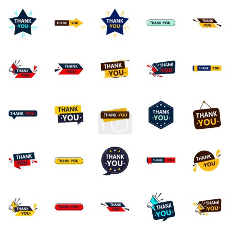 Illustration for Thankyou 25 Versatile Vector Icons for a wide range of thank you messages - Royalty Free Image