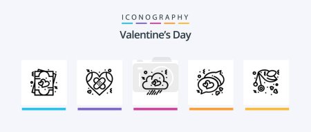Téléchargez les illustrations : Valentines Day Line 5 Icon Pack Inclus nuage. lettre. amour. amour. oiseau. Icônes créatives Design - en licence libre de droit