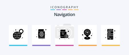 Téléchargez les illustrations : Navigation Glyph 5 Icon Pack Including street map. mobile. location. map. map. Creative Icons Design - en licence libre de droit