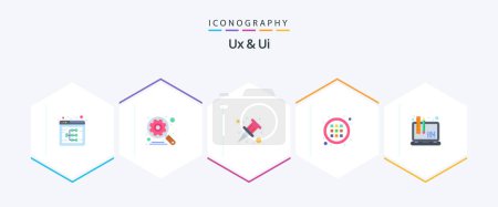 Illustration for Ux And Ui 25 Flat icon pack including web. design. settings. options. control - Royalty Free Image