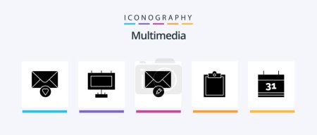 Ilustración de Paquete de iconos de Multimedia Glyph 5 incluido. Escribir. evento. calendario. Diseño de iconos creativos - Imagen libre de derechos