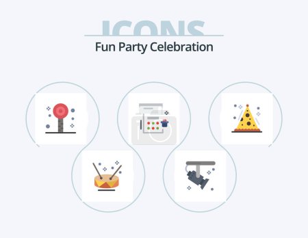 Téléchargez les illustrations : Party Flat Icon Pack 5 Icon Design. hat. party. fun. event. calendar - en licence libre de droit
