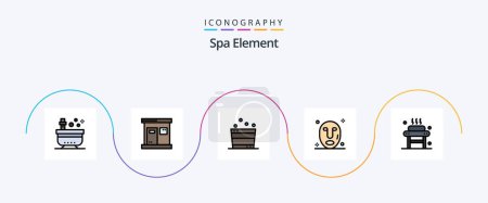 Illustration for Spa Element Line Filled Flat 5 Icon Pack Including massage. spa. wellness. mask. spa - Royalty Free Image