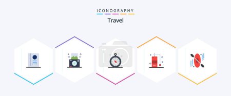 Illustration for Travel 25 Flat icon pack including . travel. navigation. hotel. vacation - Royalty Free Image