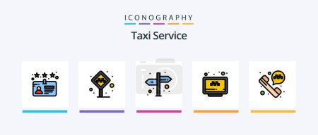 Illustration for Taxi Service Line Filled 5 Icon Pack Including steering wheel. helm. rating. transport. cancel ride. Creative Icons Design - Royalty Free Image