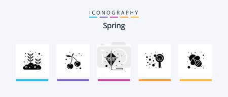 Illustration for Spring Glyph 5 Icon Pack Including . fly. fly. bee. kids. Creative Icons Design - Royalty Free Image