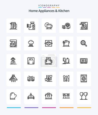 Illustration for Creative Home Appliances And Kitchen 25 OutLine icon pack  Such As kitchen. service. manual. hotel . tea - Royalty Free Image