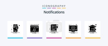 Illustration for Notifications Glyph 5 Icon Pack Including notice. screen. ebook. notification. comment. Creative Icons Design - Royalty Free Image