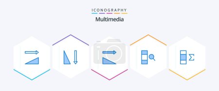 Illustration for Multimedia 25 Blue icon pack including . search. - Royalty Free Image