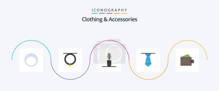 Illustration for Clothing and Accessories Flat 5 Icon Pack Including wallet. fashion. accessories. accessories. necktie - Royalty Free Image