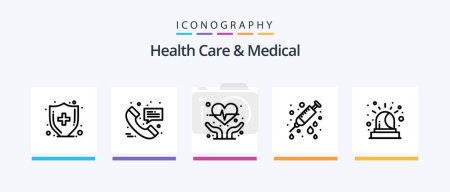 Illustration for Health Care And Medical Line 5 Icon Pack Including medical. call. health. patient bed. hospital. Creative Icons Design - Royalty Free Image