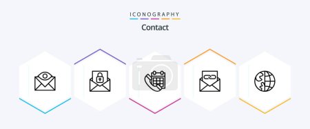 Illustration for Contact 25 Line icon pack including email. contact. lock. communication. date - Royalty Free Image