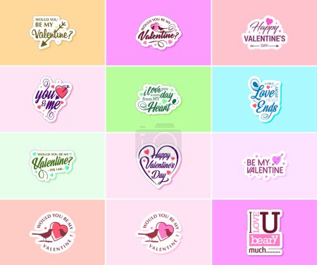 Illustration for Celebrating the Power of Love on Valentine's Day with Beautiful Design Stickers - Royalty Free Image
