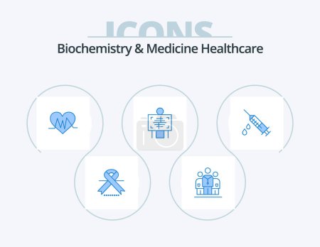 Téléchargez les illustrations : Biochemistry And Medicine Healthcare Blue Icon Pack 5 Icon Design. dope. radiology. medical. hospital. xray - en licence libre de droit