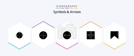 Téléchargez les illustrations : Symboles et flèches 25 Glyphe icône pack y compris. symboles. - en licence libre de droit