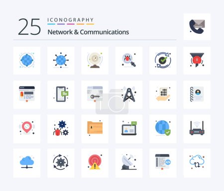 Ilustración de Network And Communications 25 Flat Color icon pack including good. ok. computer. search. find - Imagen libre de derechos
