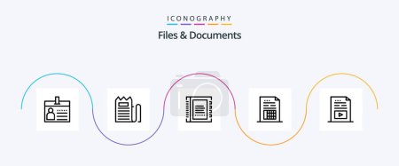 Ilustración de Archivos y documentos Línea 5 Paquete de iconos Incluyendo documento. cuenta. pago. lista. contacto - Imagen libre de derechos