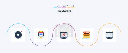 Illustration for Hardware Flat 5 Icon Pack Including . tv. screen. monitor. security - Royalty Free Image