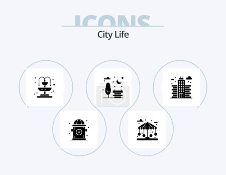 Illustration for City Life Glyph Icon Pack 5 Icon Design. building. life. life. city. city - Royalty Free Image