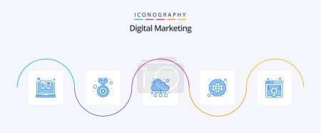 Illustration for Digital Marketing Blue 5 Icon Pack Including rank. cloud. settings. data management - Royalty Free Image