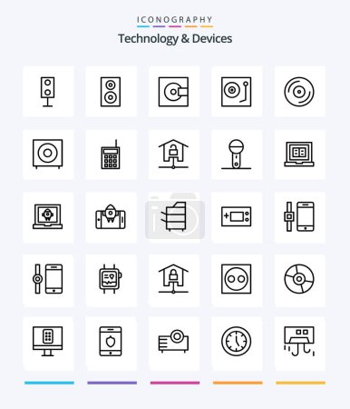 Illustration for Creative Devices 25 OutLine icon pack  Such As electronics. bass. products. vinyl. music - Royalty Free Image