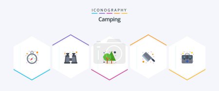 Illustration for Camping 25 Flat icon pack including . first. tree. emergency. knife - Royalty Free Image