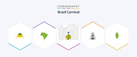 Téléchargez les illustrations : Brazil Carnival 25 Flat icon pack including circus. wheel. brazil. celebration. brazilian - en licence libre de droit
