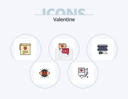 Ilustración de San Valentín línea llena Icon Pack 5 Diseño de Icono. foto. Amor. Ojo. Un día. valentine - Imagen libre de derechos