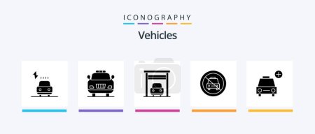 Téléchargez les illustrations : Vehicles Glyph 5 Icon Pack Including add. car. garage. slash. no. Creative Icons Design - en licence libre de droit
