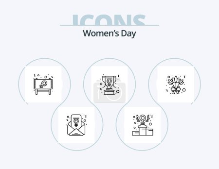 Illustration for Womens Day Line Icon Pack 5 Icon Design. . invite. gender. female. card - Royalty Free Image