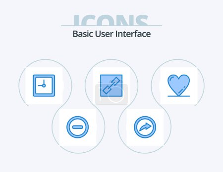 Ilustración de Basic Blue Icon Pack 5 Icon Design. . . time. love. heart - Imagen libre de derechos