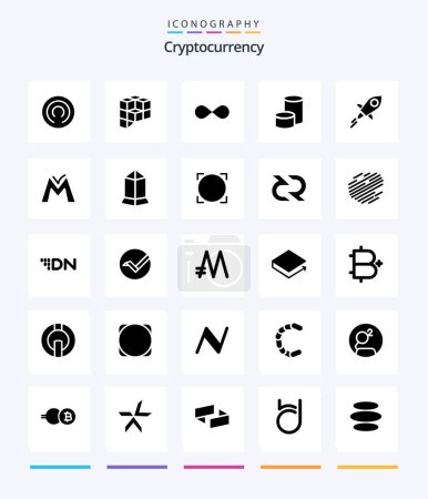 Téléchargez les illustrations : Creative Cryptocurrency 25 Glyph Solid Black icon pack  Such As coin.. crypto currency. currency. crypto - en licence libre de droit