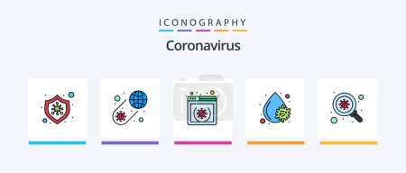 Illustration for Coronavirus Line Filled 5 Icon Pack Including alert. restaurant. bacteria. no. food. Creative Icons Design - Royalty Free Image