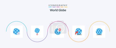 Ilustración de Globe Flat 5 Icon Pack Incluyendo el mundo. global. croos. Viajar. flecha - Imagen libre de derechos