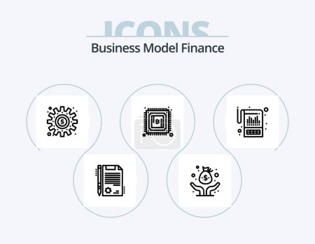 Ilustración de Finance Line Icon Pack 5 Diseño de iconos. transacción. préstamo. Regreso. costes. financiero - Imagen libre de derechos